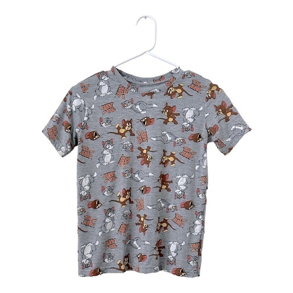 ❤️ TOM and JERRY Gray Allover Print Tee Size S ❤️ - Picture 1 of 5